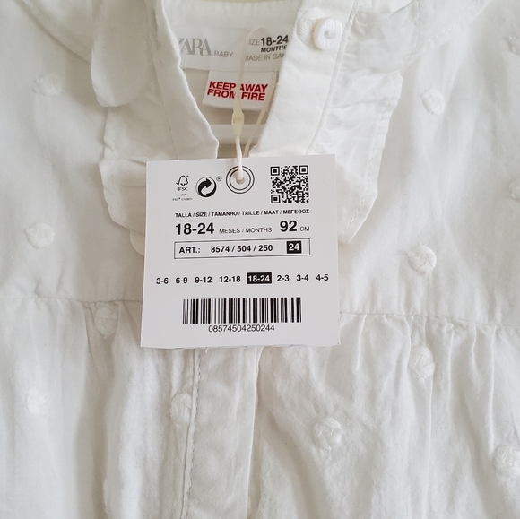 18-24 Months Zara white button shirt new with tag - Picture 4 of 10